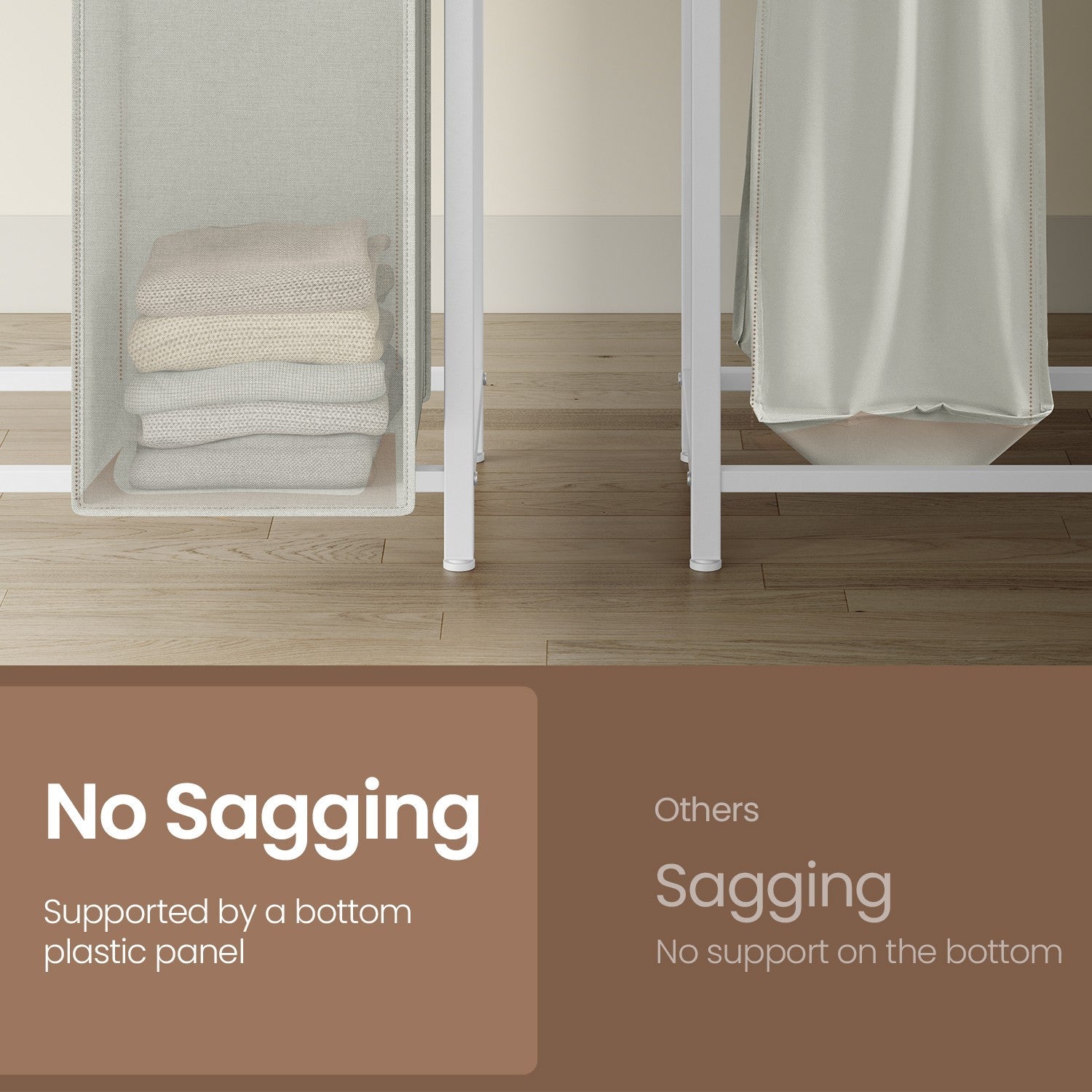 Laundry Hamper - Metal Frame - Rustic Brown and Black - 4-Section with Removable Bags and Shelf