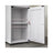 Tall Bathroom Cabinet Free Standing - Wood and Glass - Light Grey With Wood Grain - with Adjustable Shelves