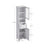 Tall Bathroom Cabinet Free Standing - Wood and Glass - Light Grey With Wood Grain - with Adjustable Shelves