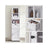 Tall Bathroom Cabinet Free Standing - Wood and Glass - Light Grey With Wood Grain - with Adjustable Shelves