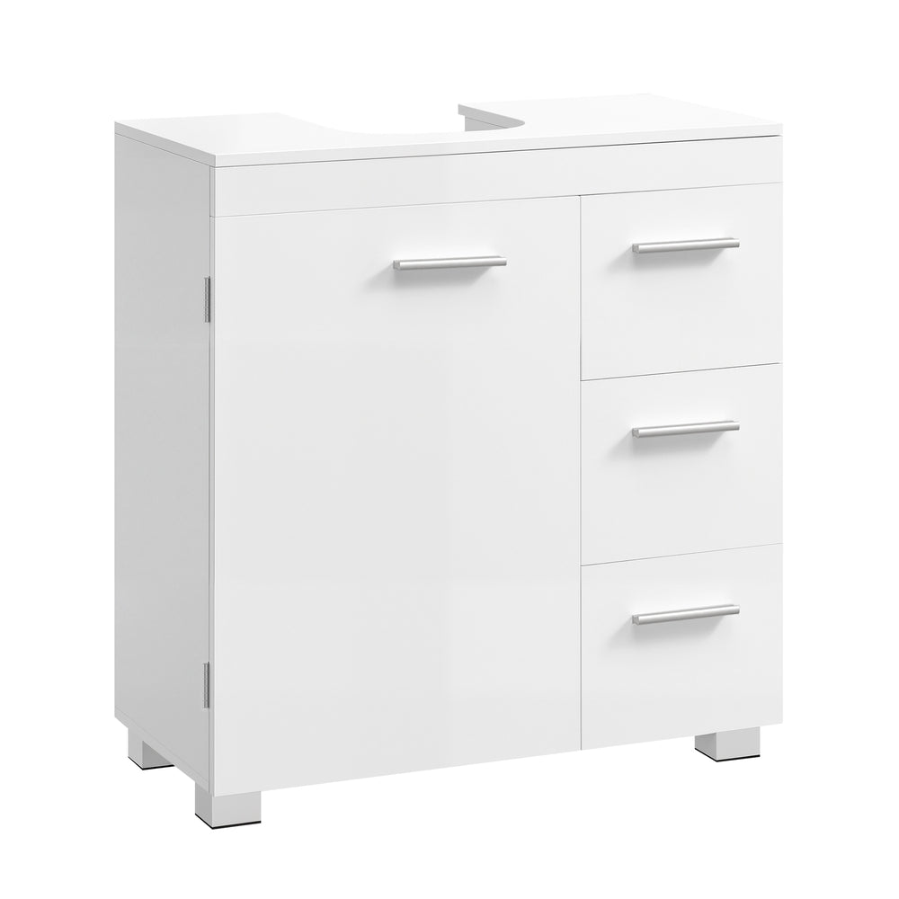 Under Sink Bathroom Cabinet 3 Drawers 2 Compartments - MDF and Wood - Cloud White