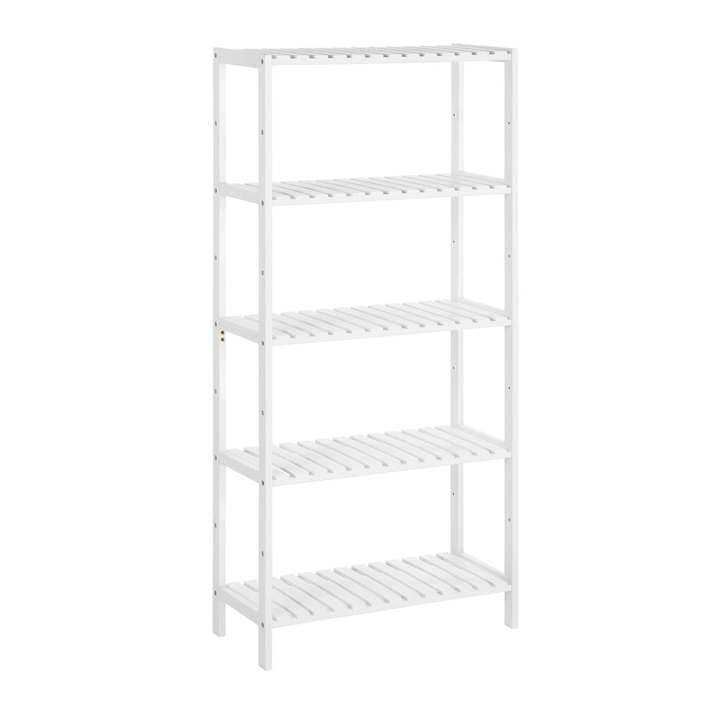 Bamboo Storage Shelf 5-Tier - Bamboo - White