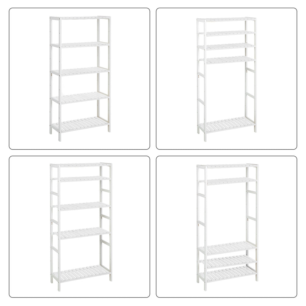 Bamboo Storage Shelf 5-Tier - Bamboo - White