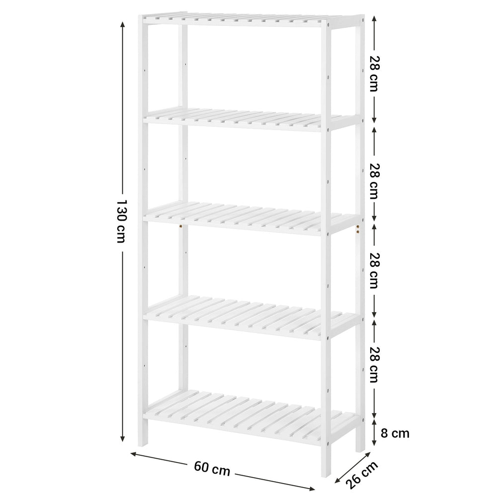 Bamboo Storage Shelf 5-Tier - Bamboo - White