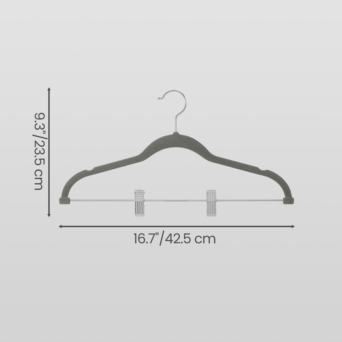 10-Pack Trouser Hangers - ABS Plastic and Nylon Velvet - Grey