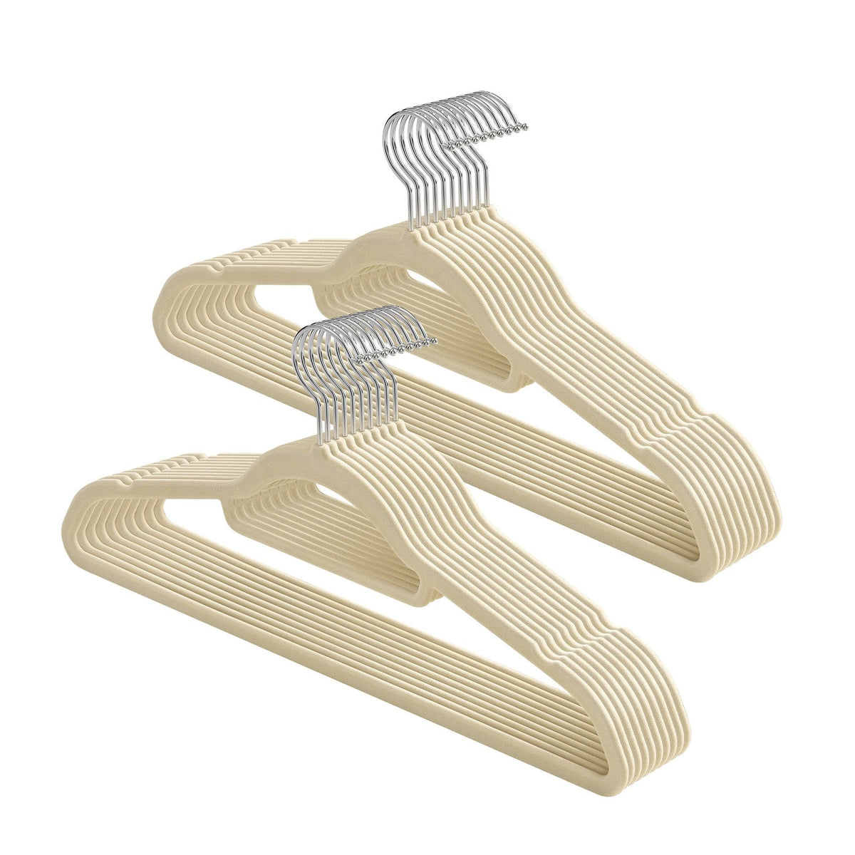 Clothes Hangers Set of 20 - Velvet and ABS Plastic - Beige