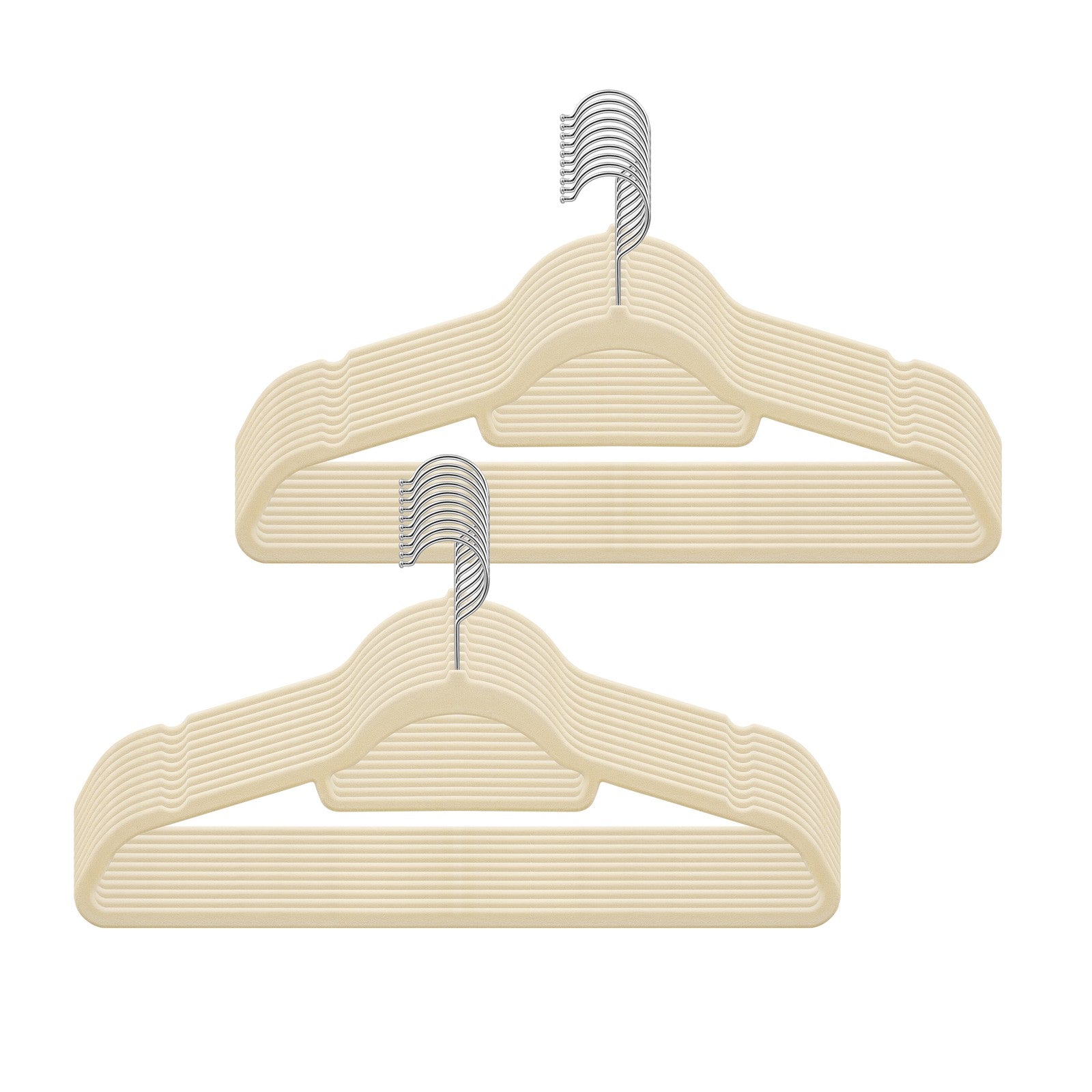Clothes Hangers Set of 20 - Velvet and ABS Plastic - Beige