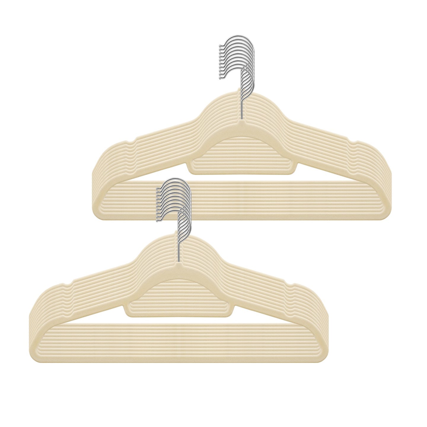 Clothes Hangers Set of 20 - Velvet and ABS Plastic - Beige