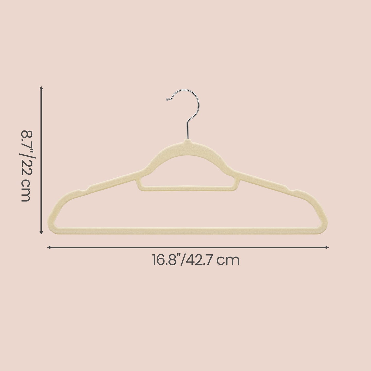 Clothes Hangers Set of 20 - Velvet and ABS Plastic - Beige