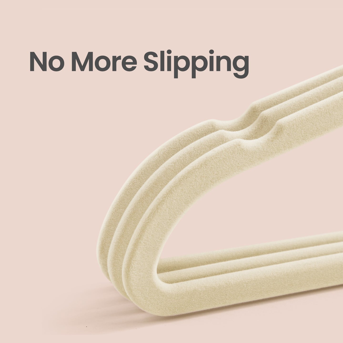 Clothes Hangers Set of 20 - Velvet and ABS Plastic - Beige