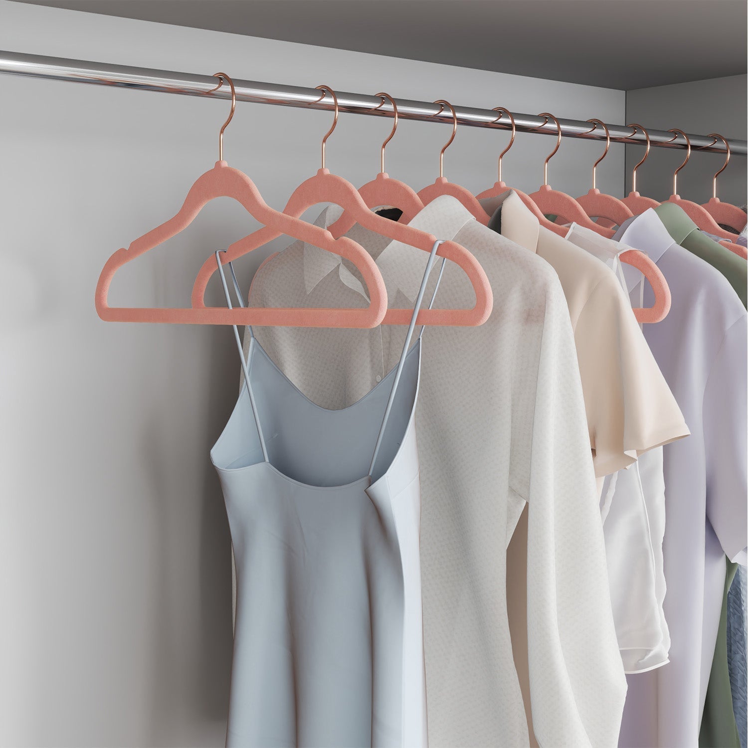 Velvet Hangers - 360° Swivel Hooks - Velvet - Pink - Non-Slip Design