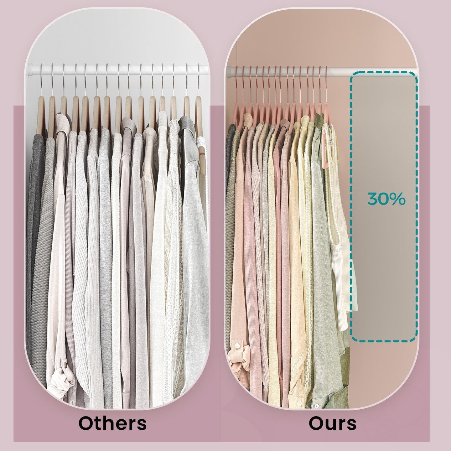 Velvet Hangers - 360° Swivel Hooks - Velvet - Pink - Non-Slip Design