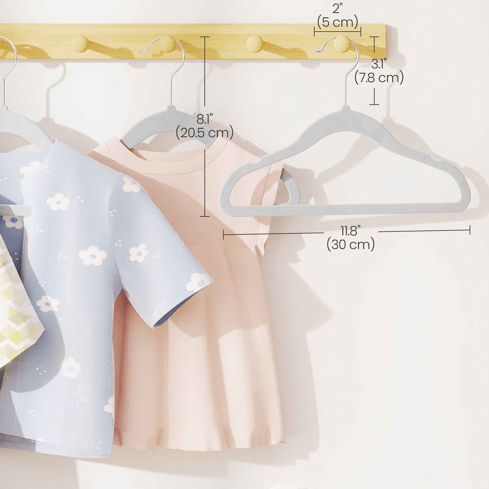 Baby Hangers - 30 Pack, 30 x 20.5 cm - Velvet - Light Pink - Non-Slip