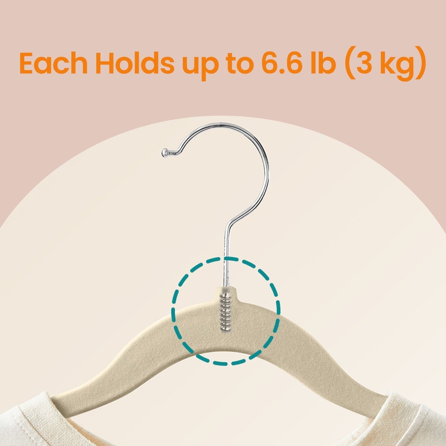 Baby Hangers - Pack of 50 - Velvet - Light Pink - Non-Slip with Rose Gold Hooks