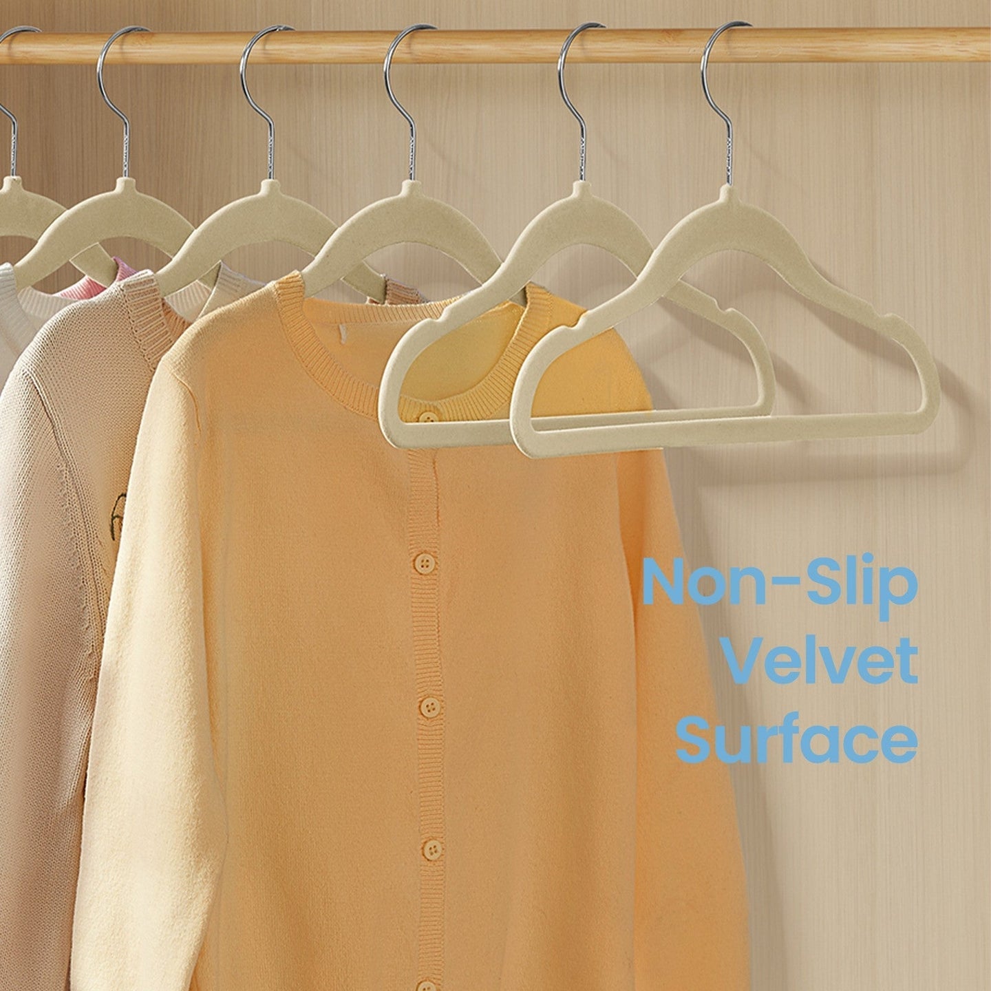 Baby Hangers - Pack of 50 - Velvet - Light Pink - Non-Slip with Rose Gold Hooks