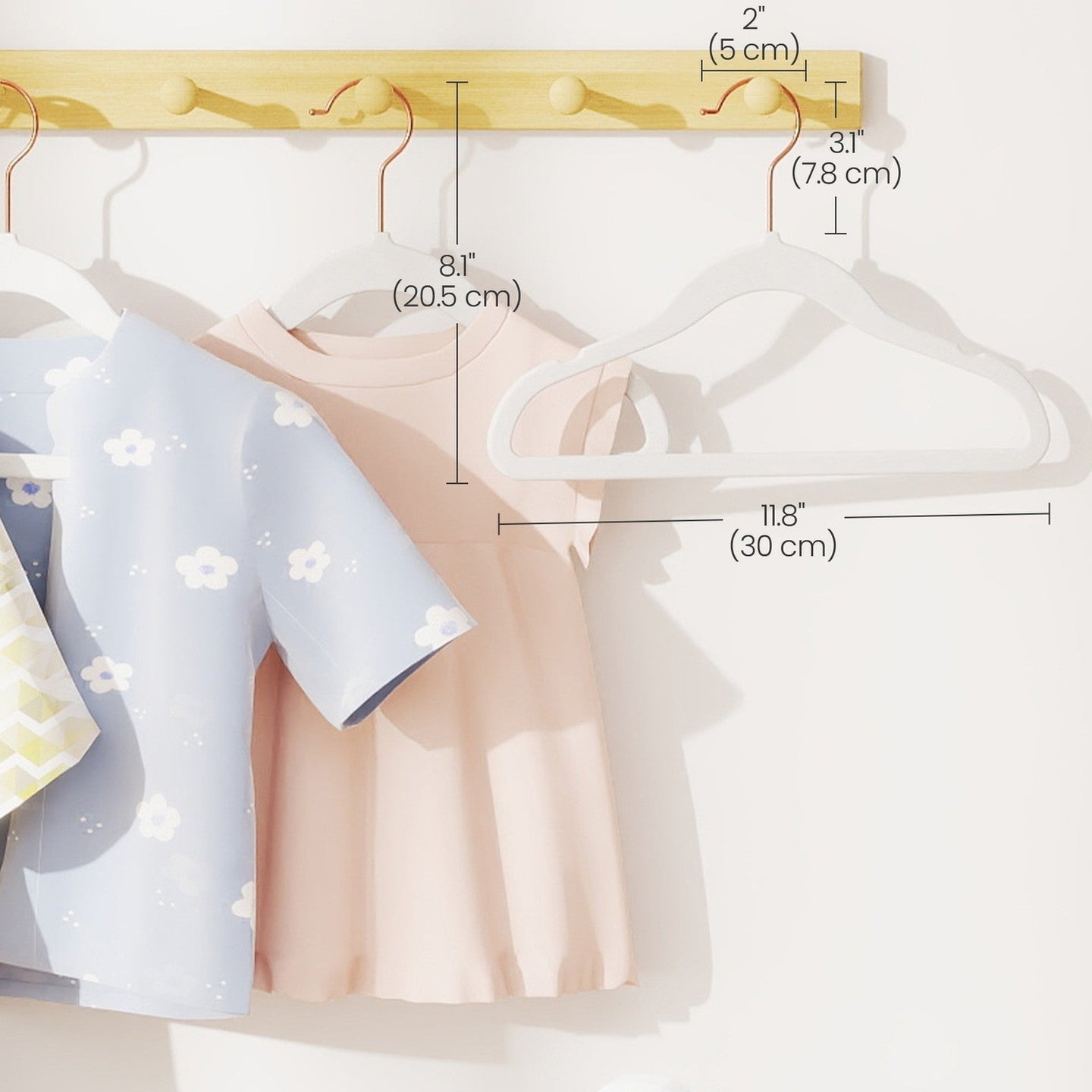 Baby Hangers - 30 Pack, 30 x 20.5 cm - Velvet - Light Pink - Non-Slip