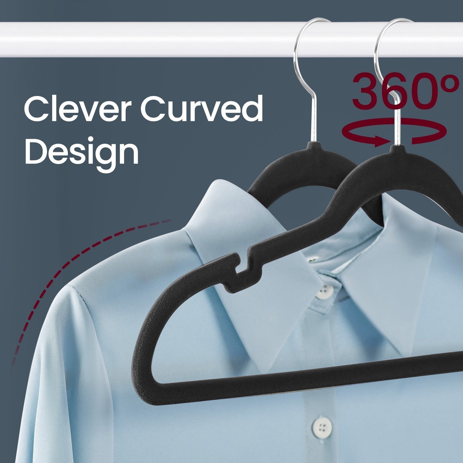 Velvet Hangers - Velvet - Ink Black - Non-Slip with Shoulder Notches and Pants Bar