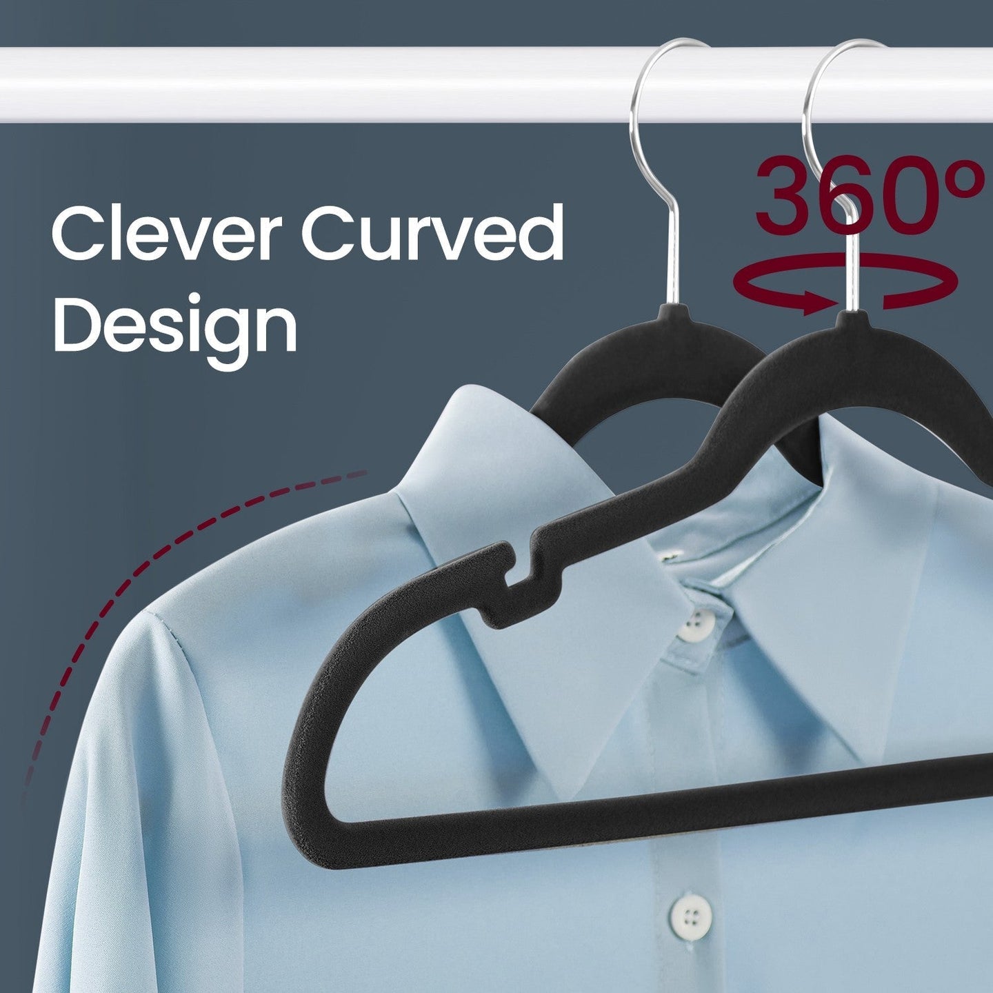Velvet Hangers - Velvet - Ink Black - Non-Slip with Shoulder Notches and Pants Bar