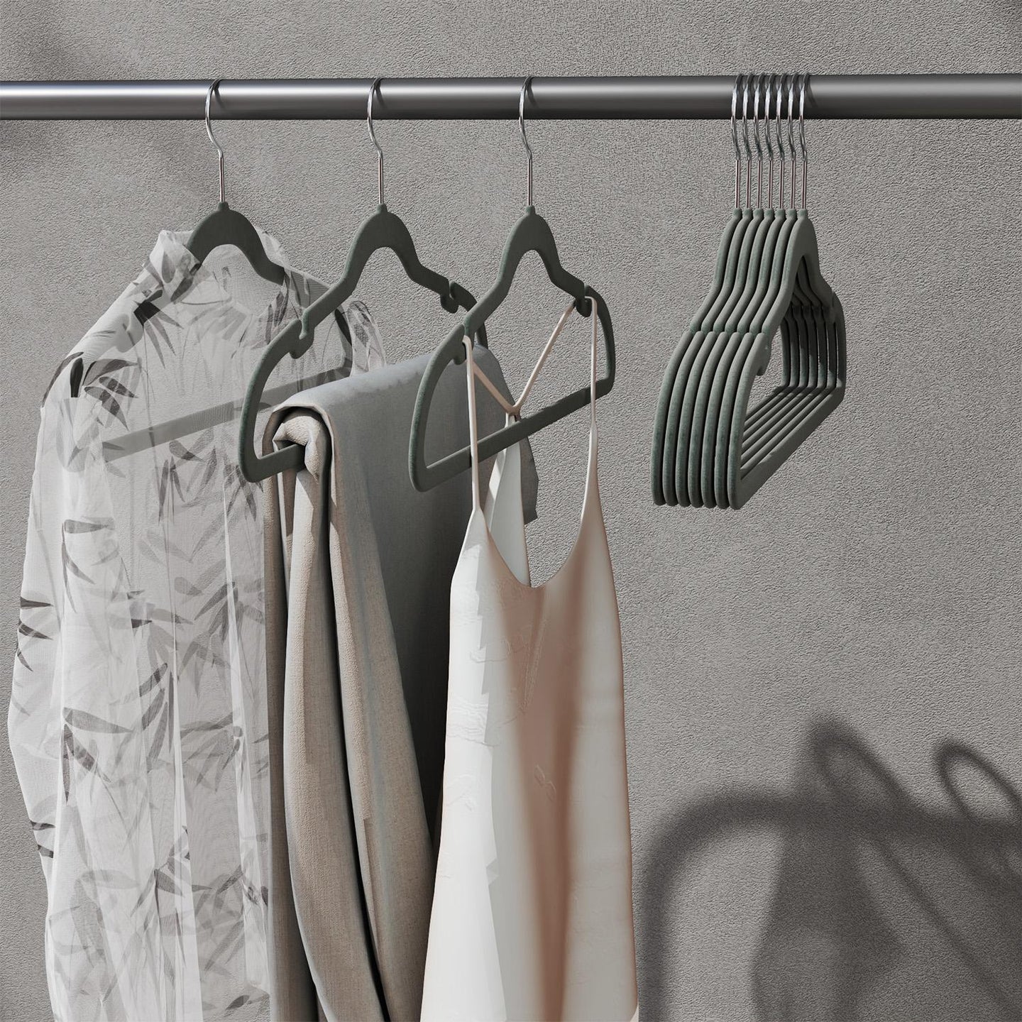 Velvet Hangers - Velvet - Ink Black - Non-Slip with Shoulder Notches and 360° Swivel Hook