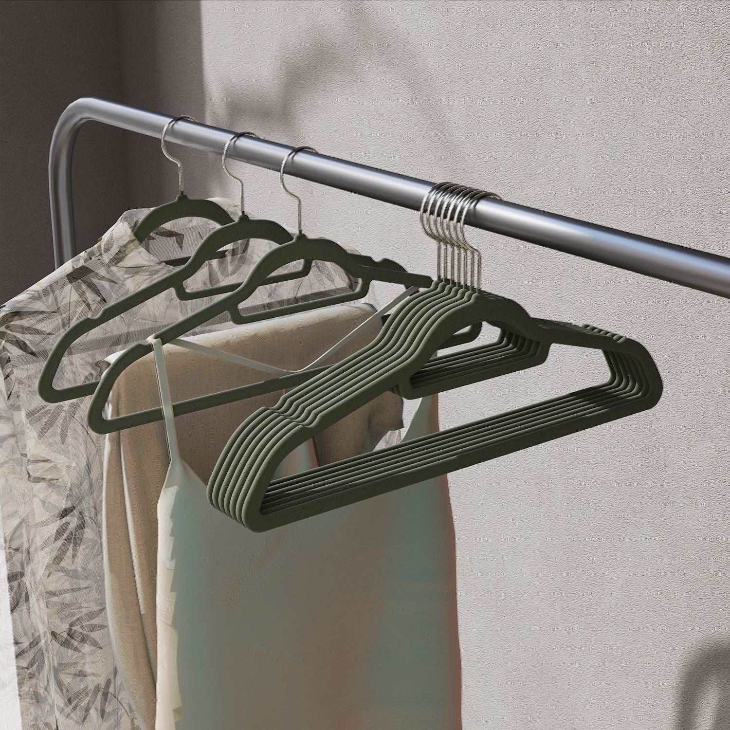 Velvet Hangers - Set of 20 - Black - Ultra Thin Space Saving with Rose Gold 360 Degree Swivel Hook