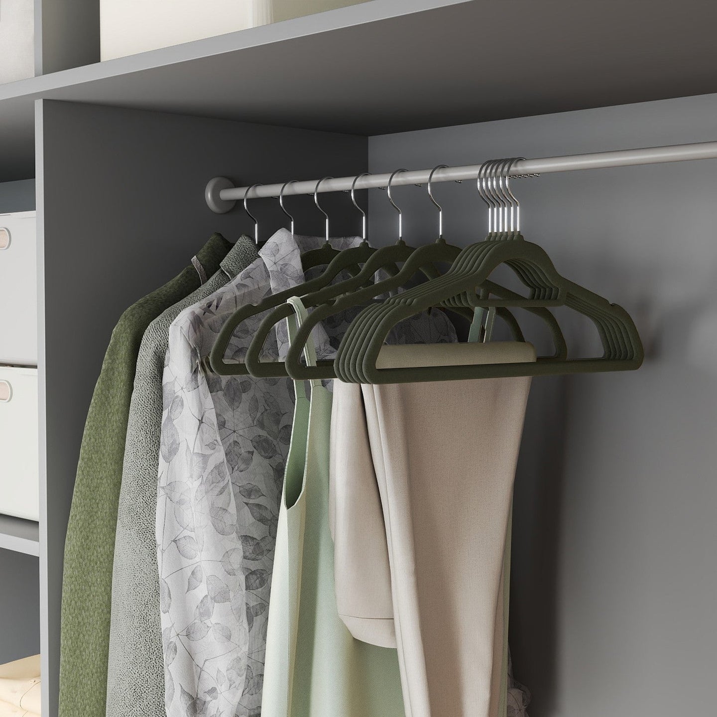 Velvet Hangers - Set of 20 - Black - Ultra Thin Space Saving with Rose Gold 360 Degree Swivel Hook