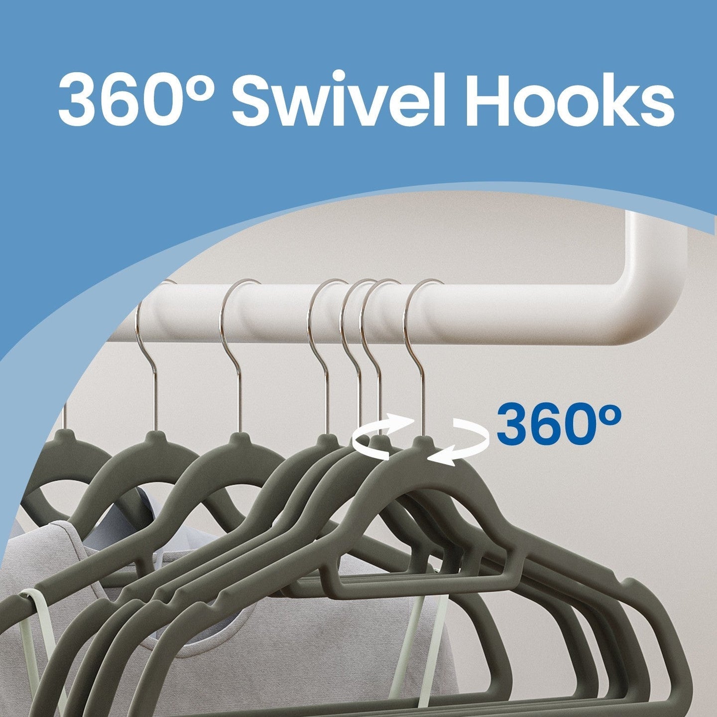 Velvet Hangers - Set of 20 - Black - Ultra Thin Space Saving with Rose Gold 360 Degree Swivel Hook