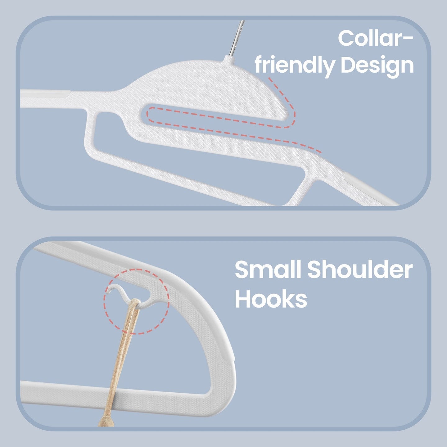 Coat Hangers - 16.3"W x 8.9"H - ABS Plastic - Non-Slip Design