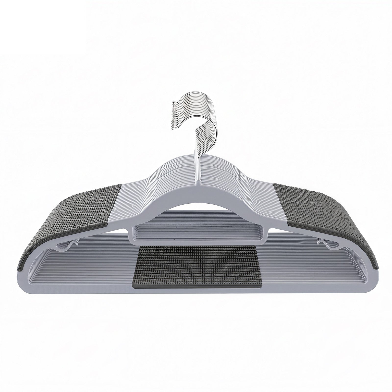 Set of 50 Heavy-Duty Plastic Clothes Hangers - Light and Dark Grey - Slim Non-Slip Design with 360° Swivel