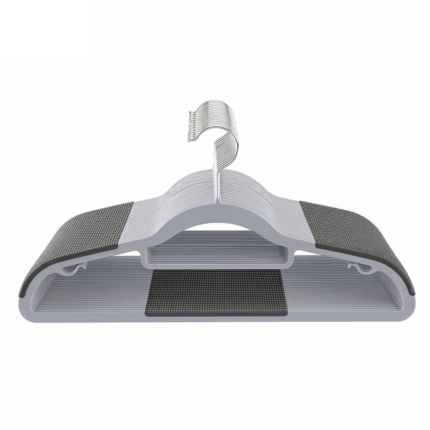 Set of 50 Heavy-Duty Plastic Clothes Hangers - Light and Dark Grey - Slim Non-Slip Design with 360° Swivel