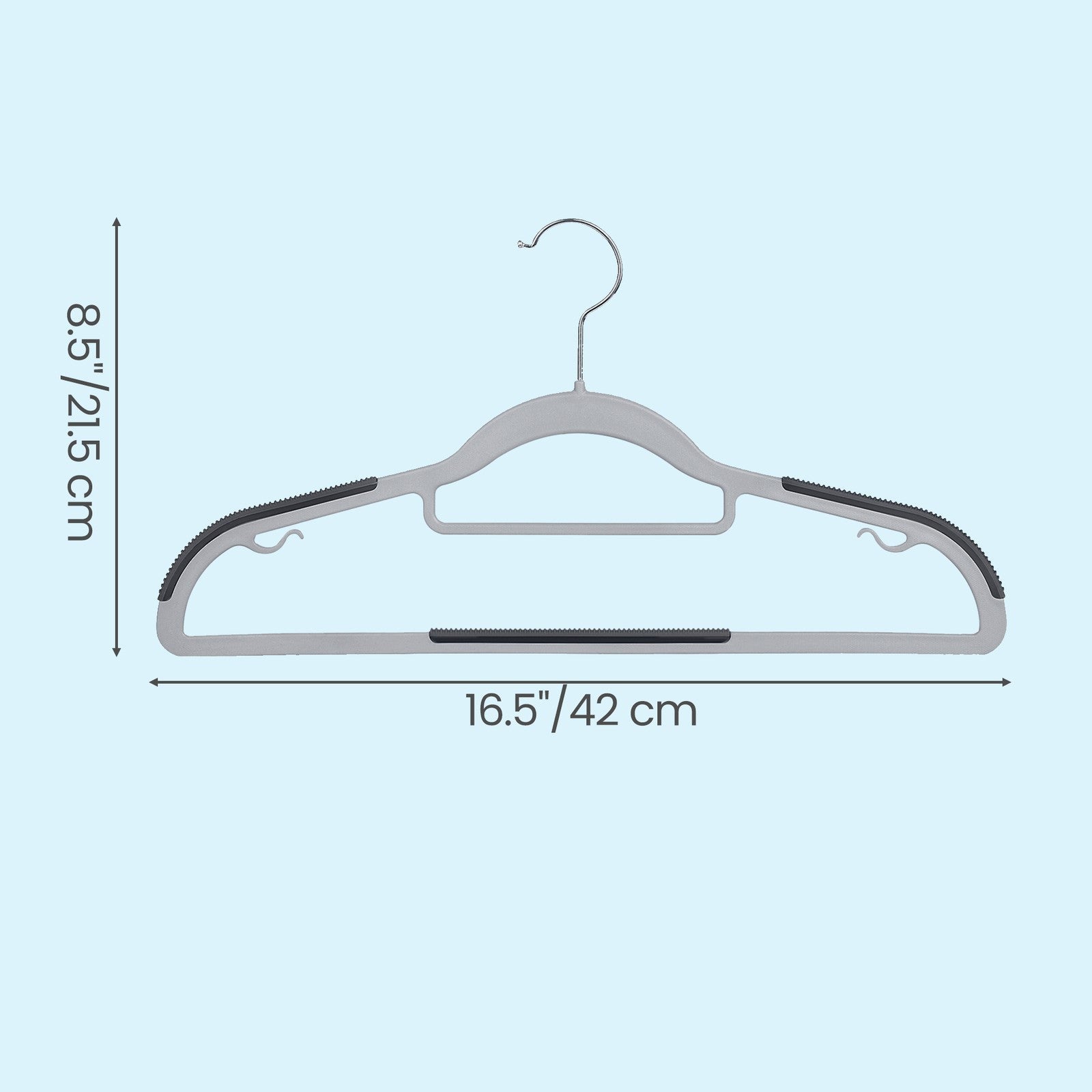 Set of 50 Heavy-Duty Plastic Clothes Hangers - Light and Dark Grey - Slim Non-Slip Design with 360° Swivel