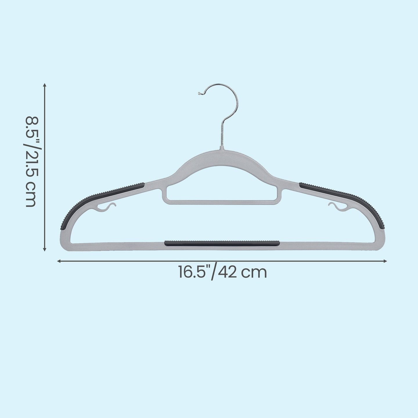 Set of 50 Heavy-Duty Plastic Clothes Hangers - Light and Dark Grey - Slim Non-Slip Design with 360° Swivel