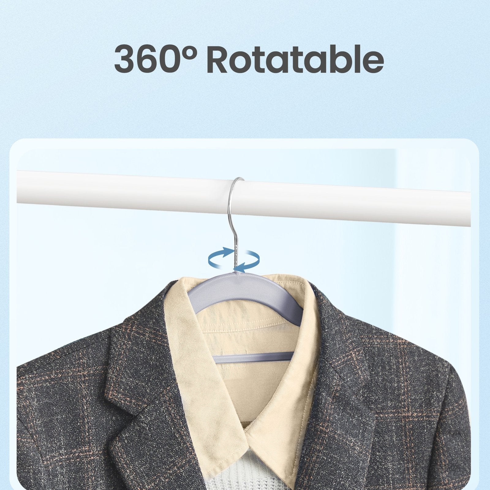 Set of 50 Heavy-Duty Plastic Clothes Hangers - Light and Dark Grey - Slim Non-Slip Design with 360° Swivel