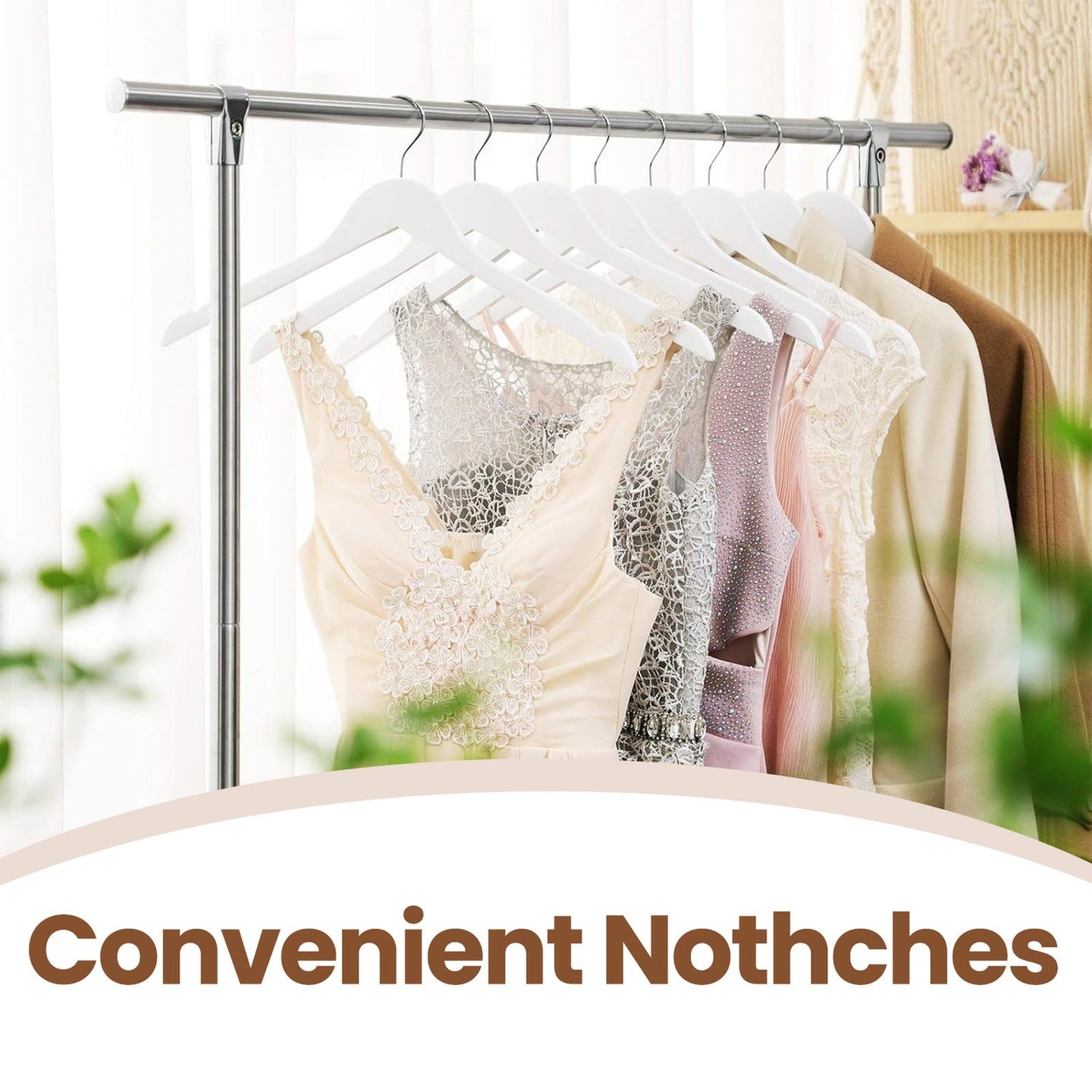 Solid Wood Clothes Hangers - 20 Pack - Maple Wood - Notched Shoulders