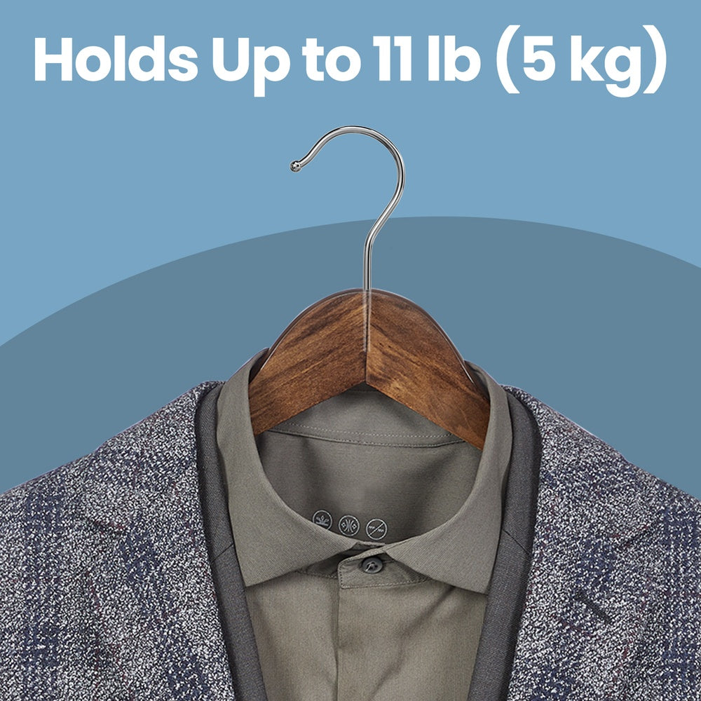 Solid Wood Hanger - Maple Wood and Chrome Plated Hook - Dark Walnut