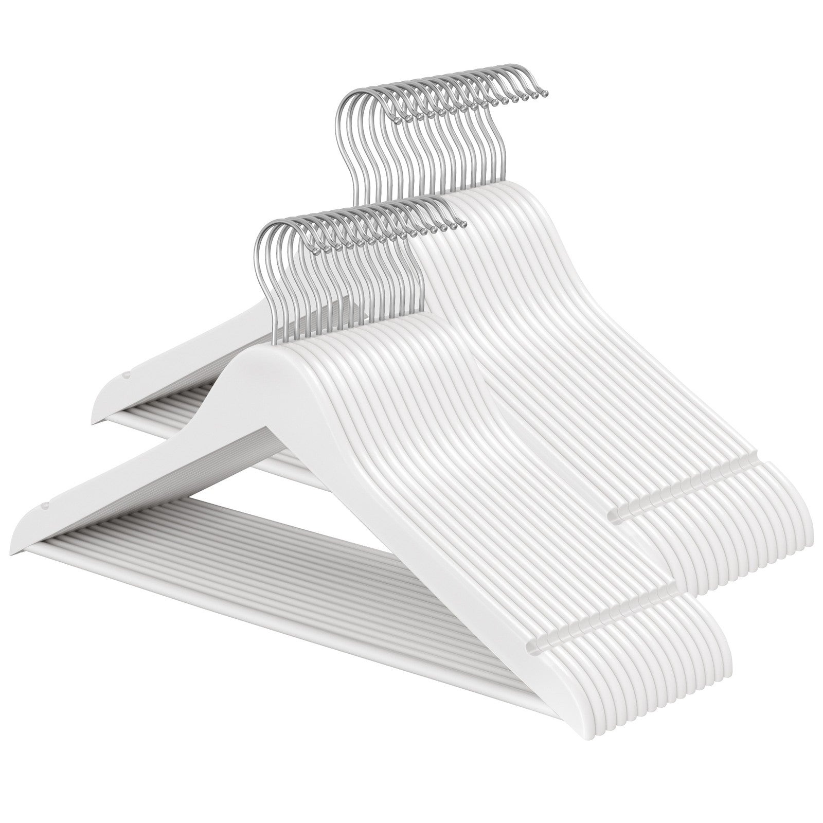 Set of 30 Clothes Hangers - Solid Birch Wood - Natural Beige - Space Saving Design with 360° Swivel Hooks