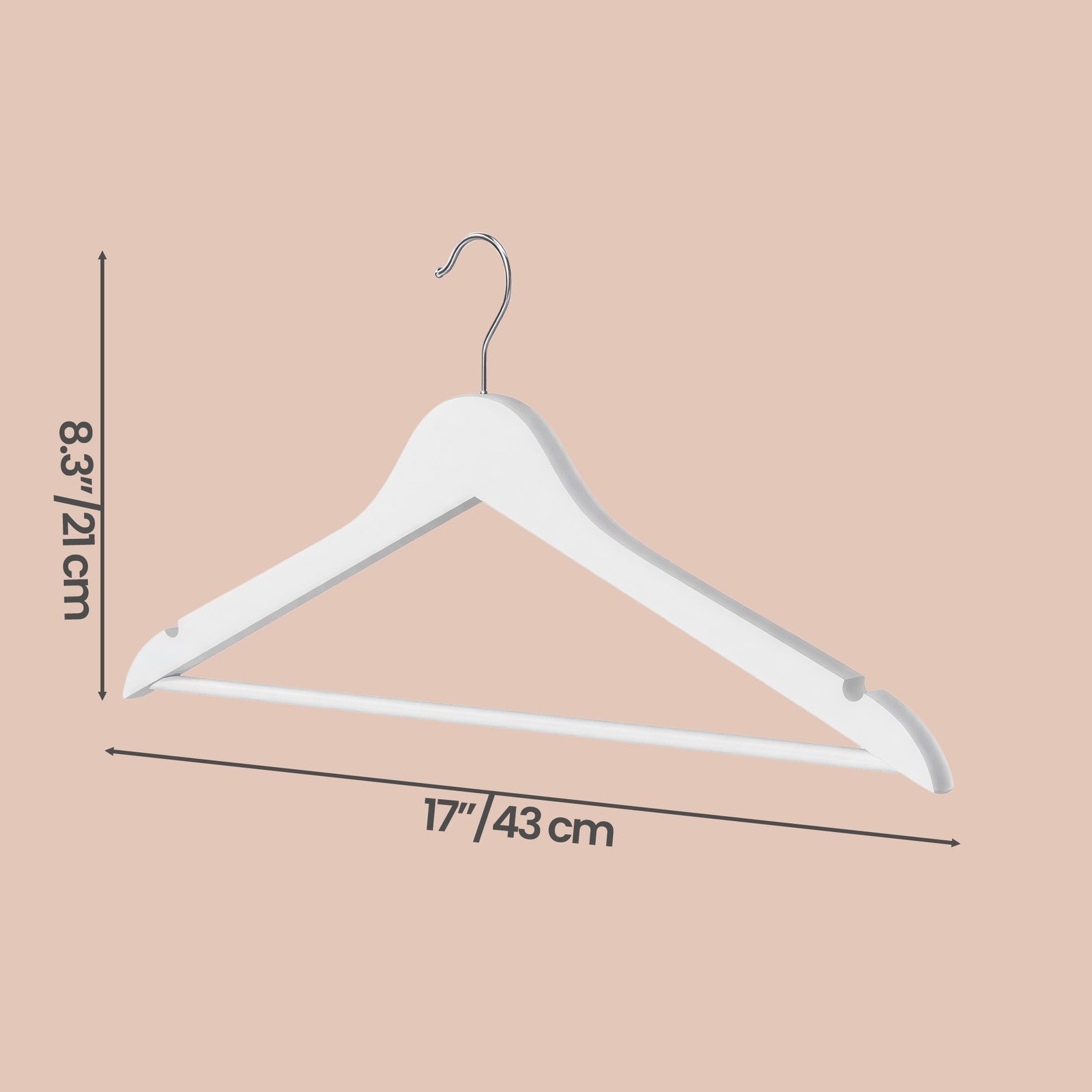 Set of 30 Clothes Hangers - Solid Birch Wood - Natural Beige - Space Saving Design with 360° Swivel Hooks