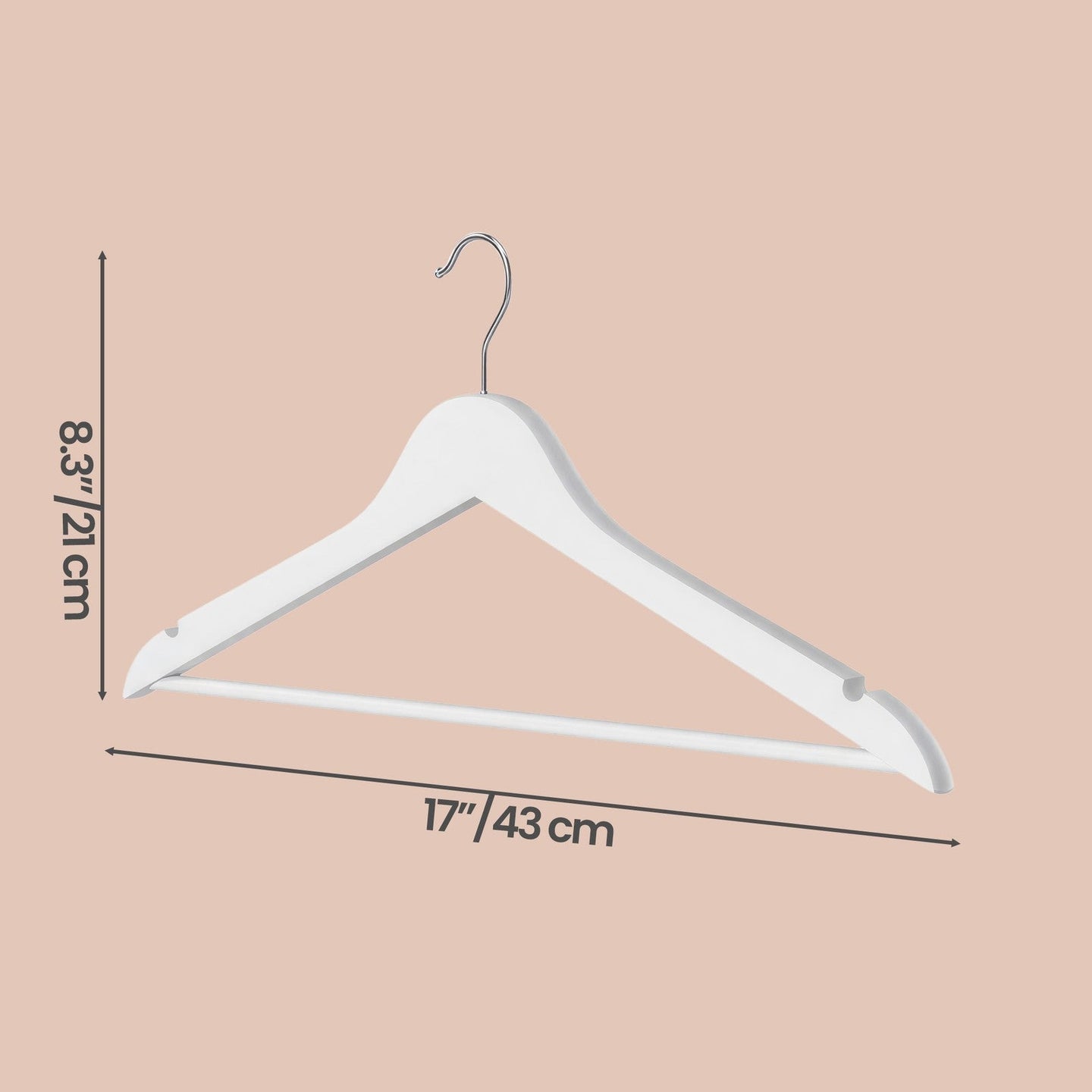 Set of 30 Clothes Hangers - Solid Birch Wood - Natural Beige - Space Saving Design with 360° Swivel Hooks