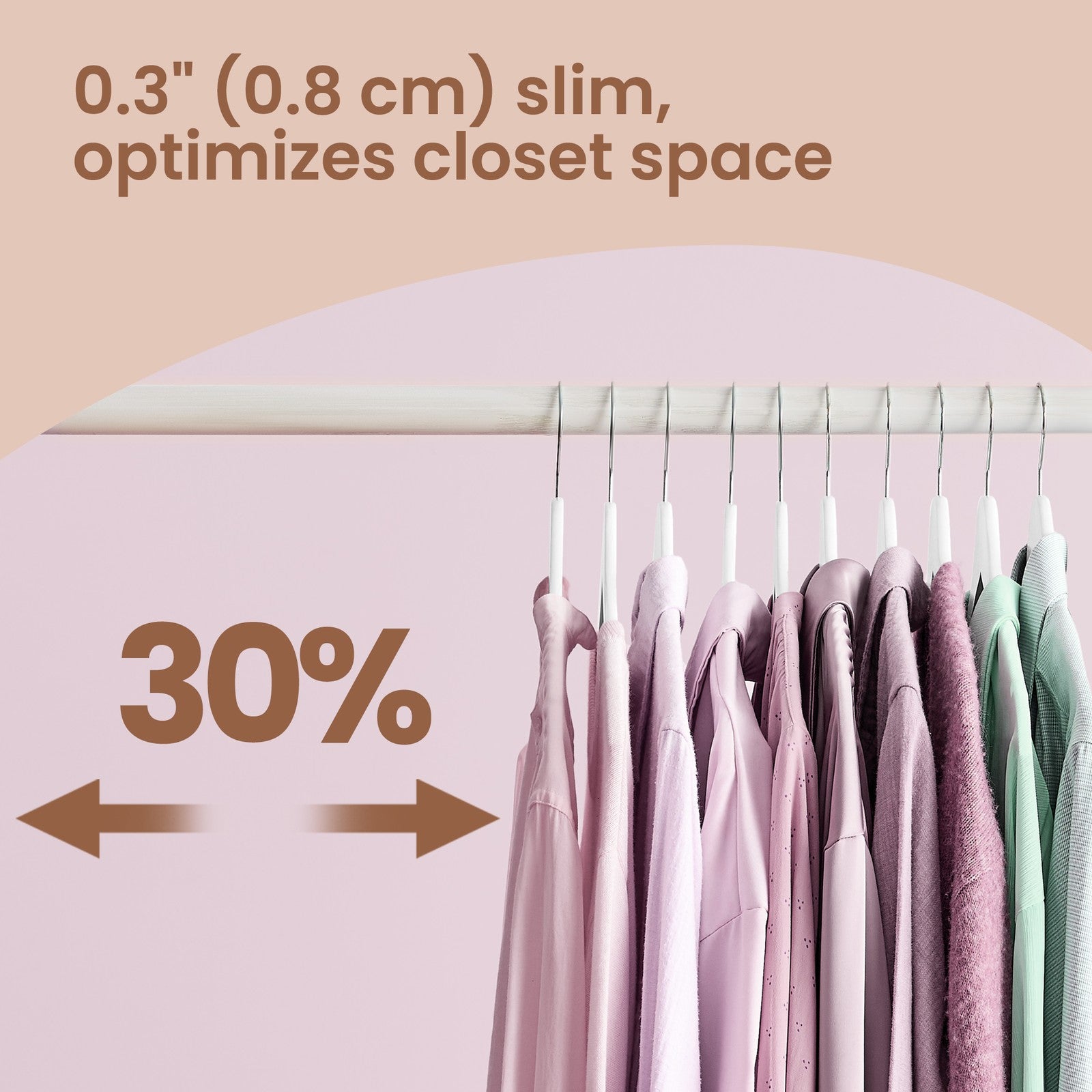 Set of 30 Clothes Hangers - Solid Birch Wood - Natural Beige - Space Saving Design with 360° Swivel Hooks