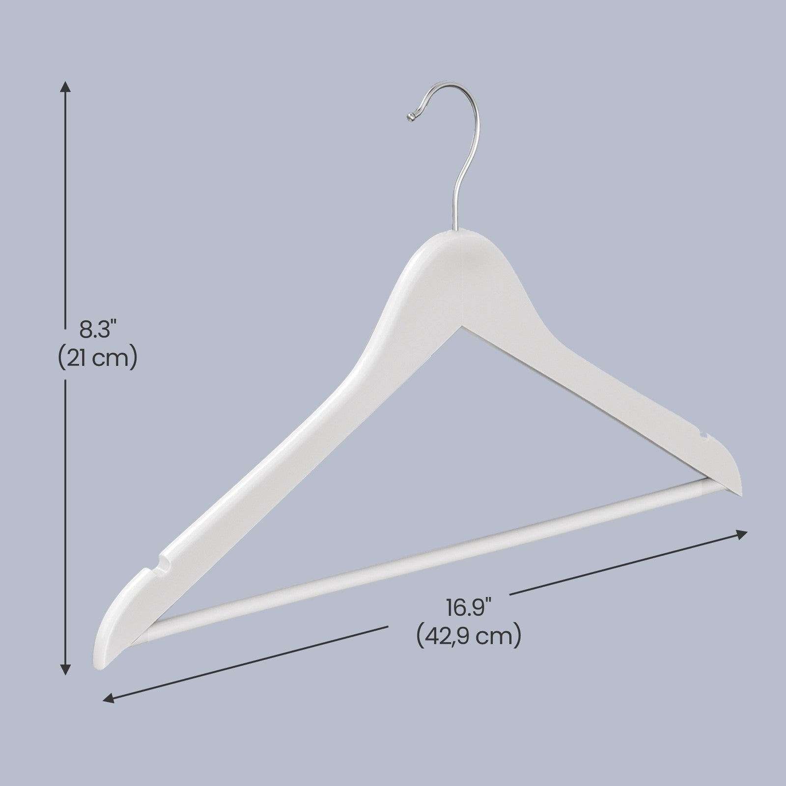 Set of 20 Solid Birch Wood Clothes Hangers - 360° Swivel Hooks - Natural Beige