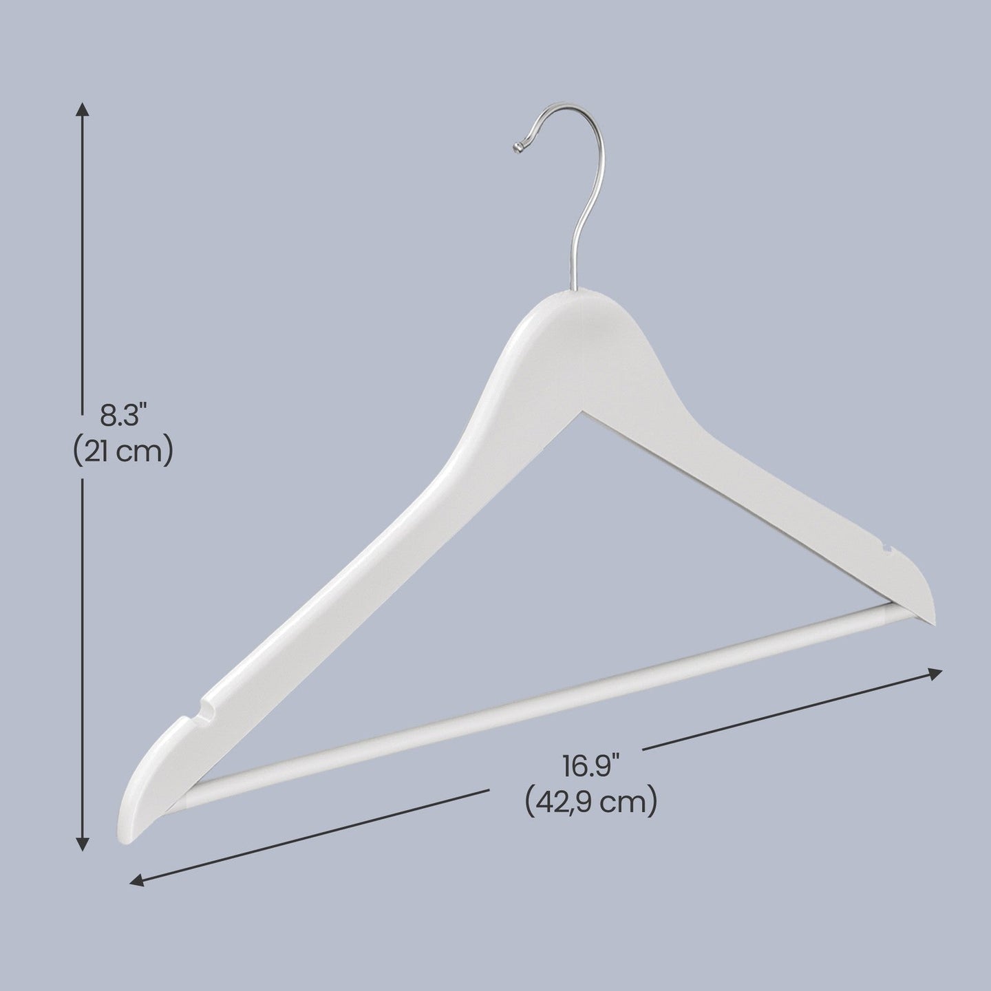 Set of 20 Solid Birch Wood Clothes Hangers - 360° Swivel Hooks - Natural Beige