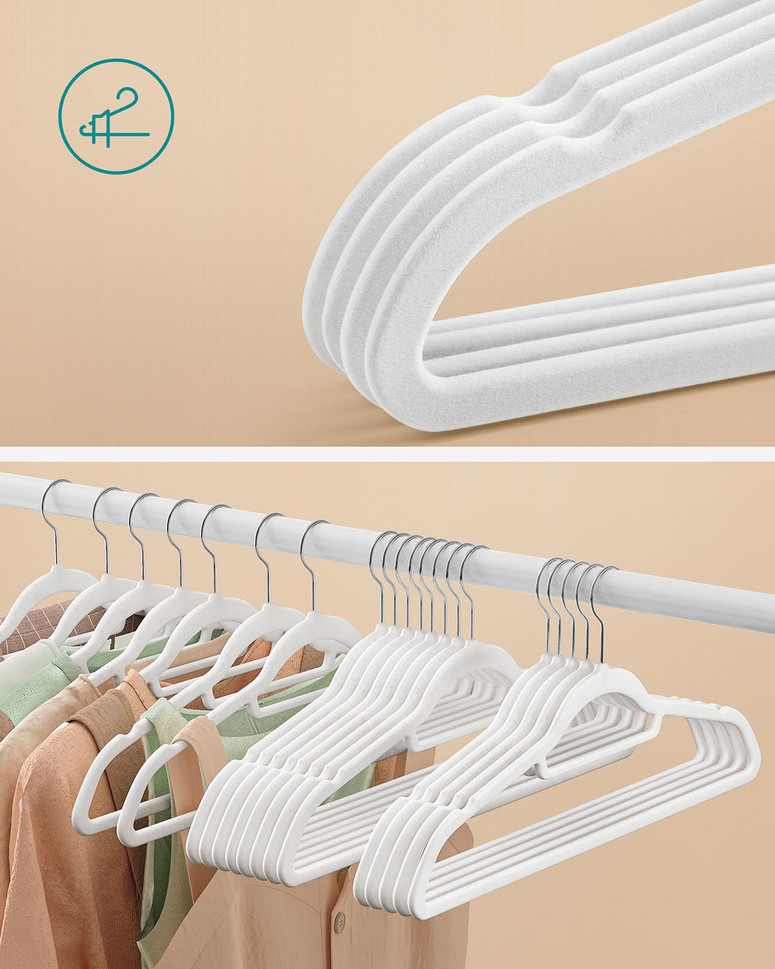 Velvet Coat Hangers - Velvet - Black - Space Saving