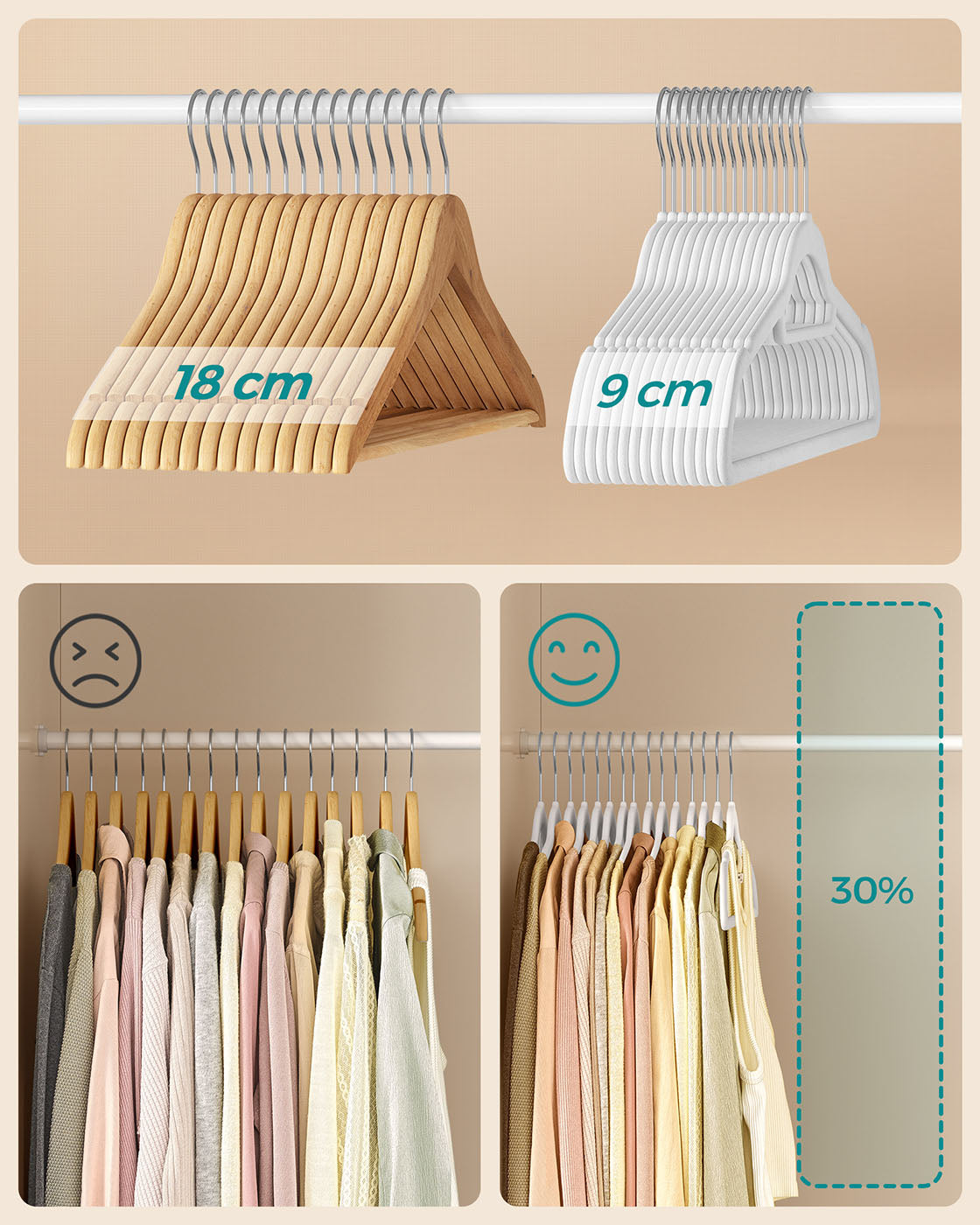 Velvet Coat Hangers - Velvet - Black - Space Saving