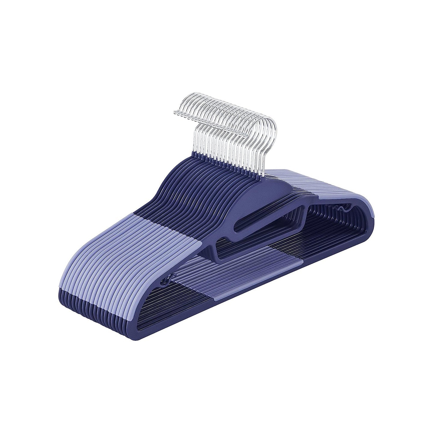 Set of 20 Plastic Hangers - Plastic - Dark Blue Ash - Thin Space Saving Non-Slip Design
