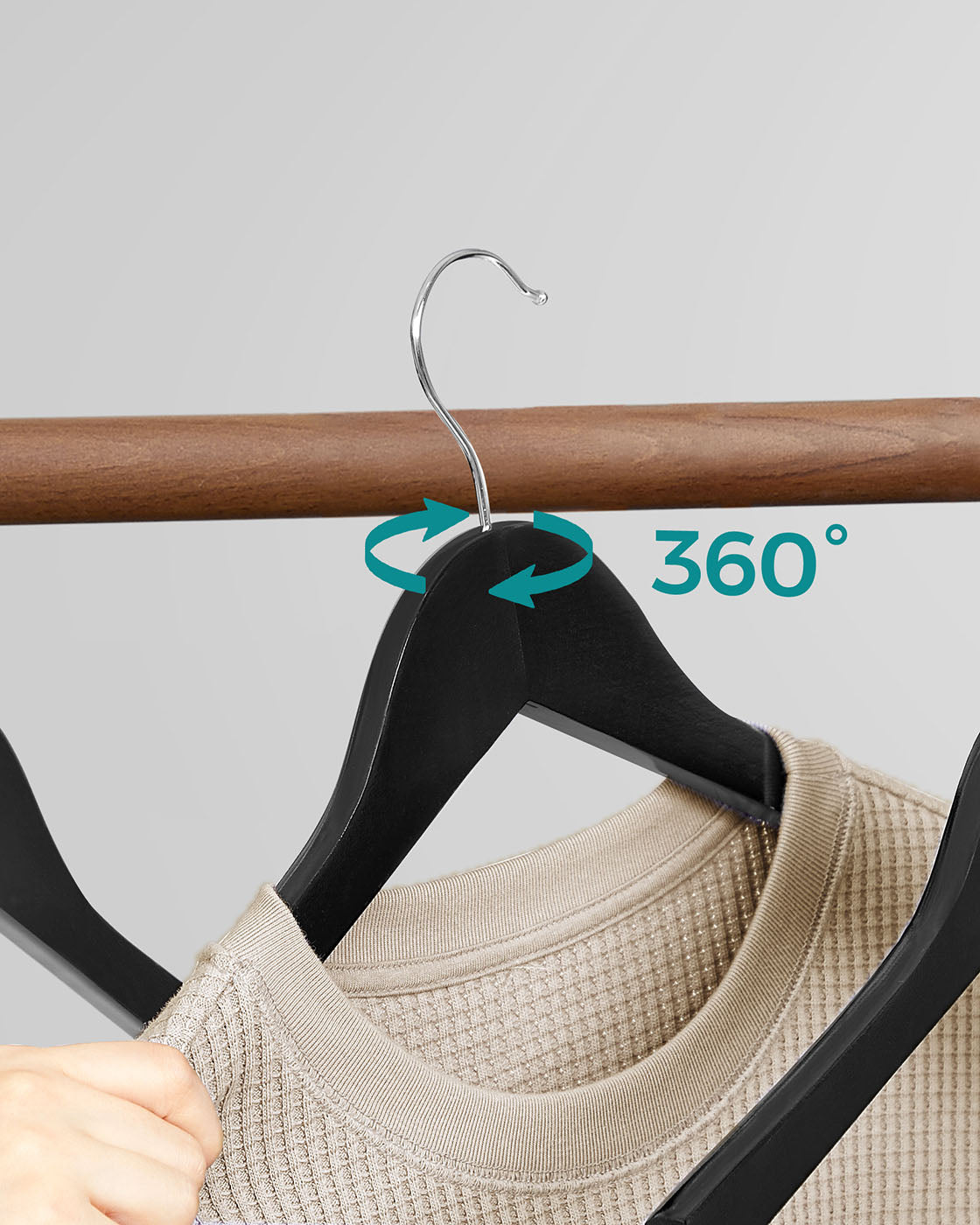 Coat Hangers - Maple Wood - Dark Walnut - 360° Swivel Hook