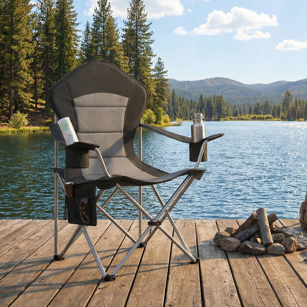 Folding Lawn Chair - 330lb - Steel - High Backrest