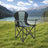 Folding Camping Chair - Heavy-Duty Metal - Grey and Black - Padded Seat with Cup Holder