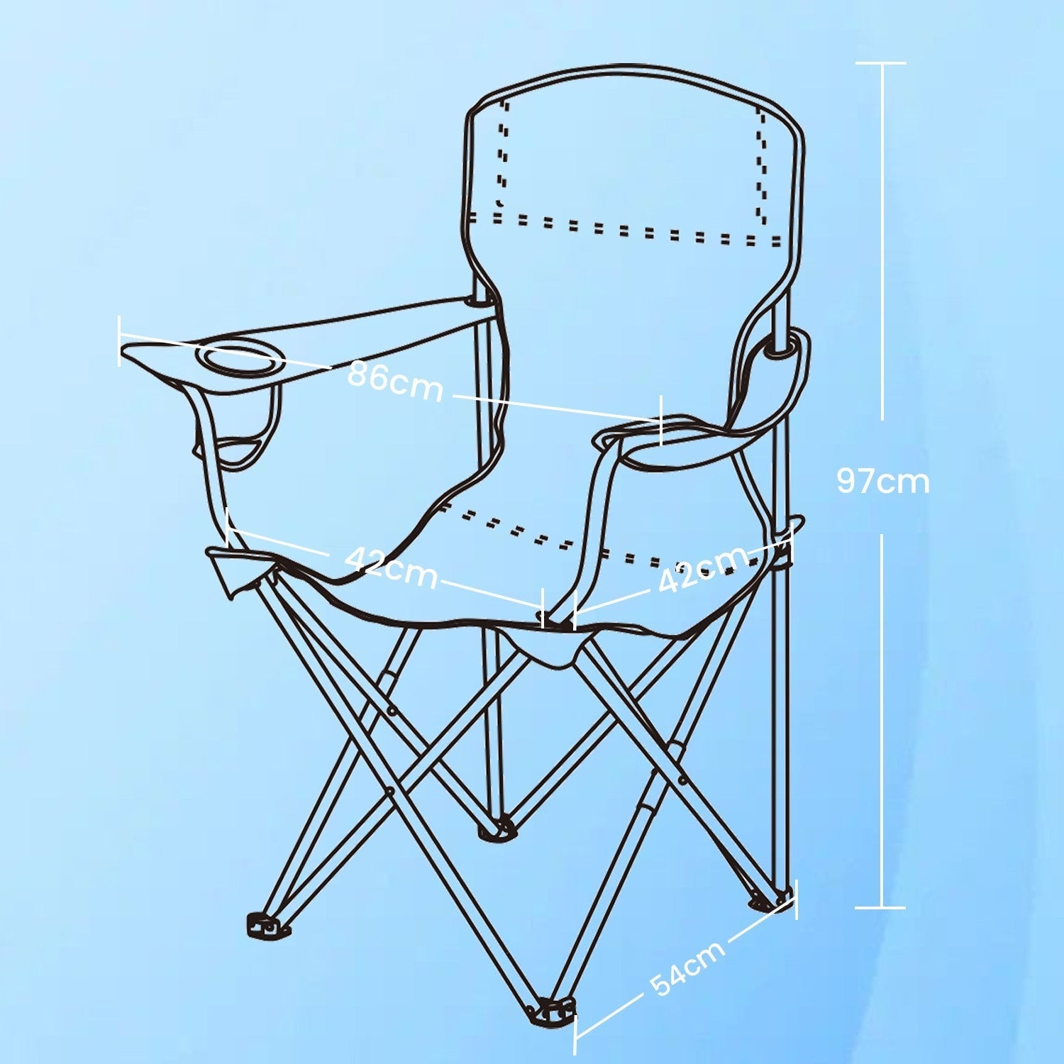 Set of 2 Folding Heavy-Duty Camping Chairs - Metal Frame - Slate Gray - Includes Cup Holder