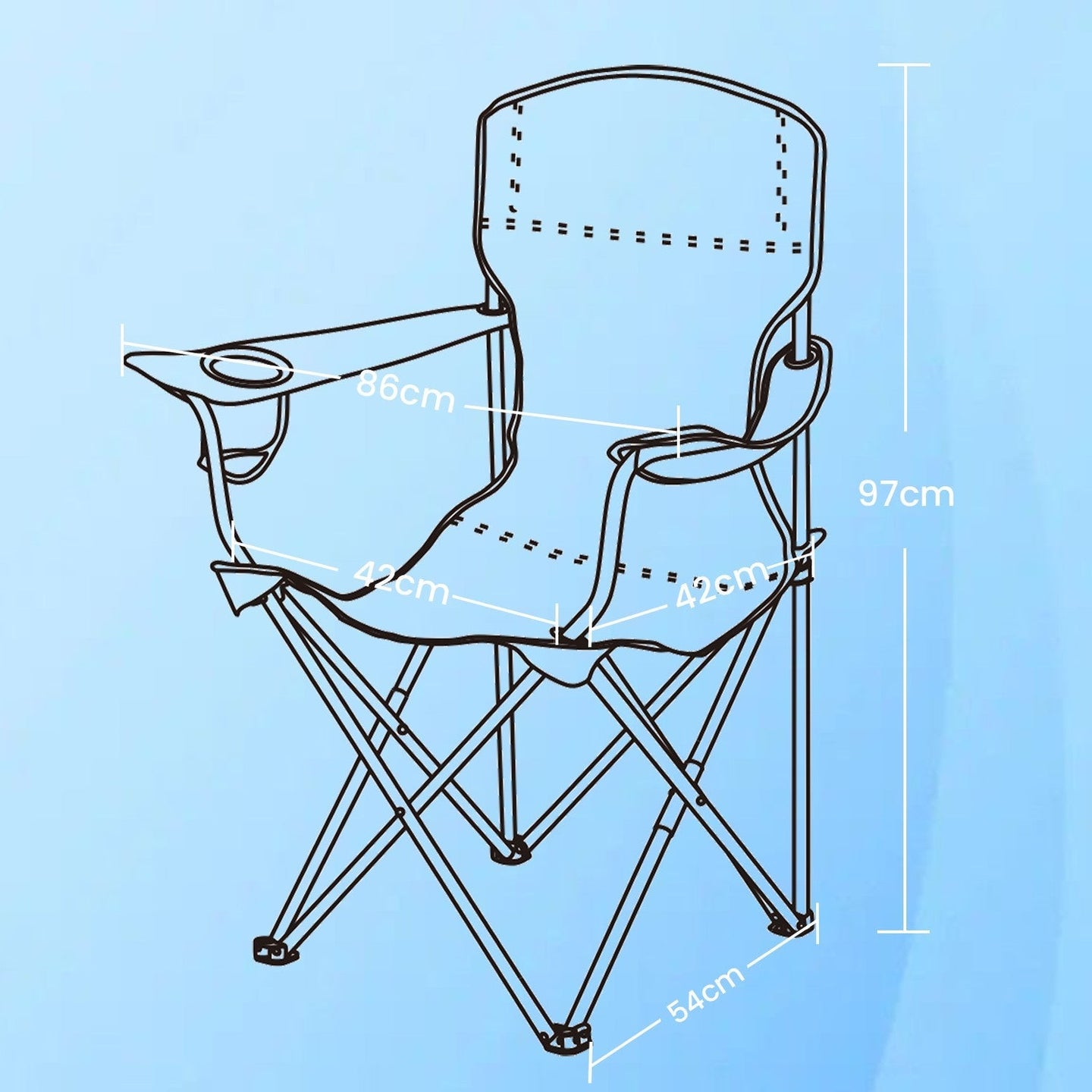 Set of 2 Folding Heavy-Duty Camping Chairs - Metal Frame - Slate Gray - Includes Cup Holder