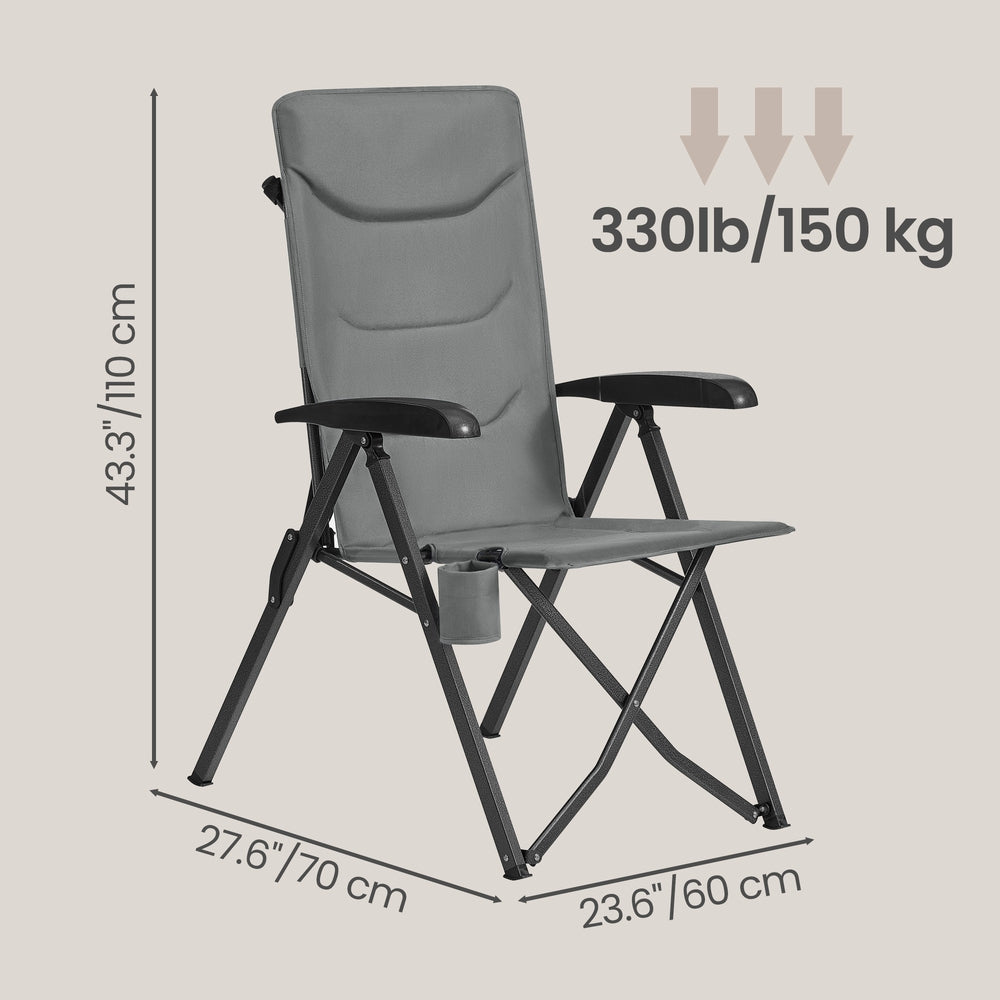 Folding Camping Chair - Adjustable High Backrest