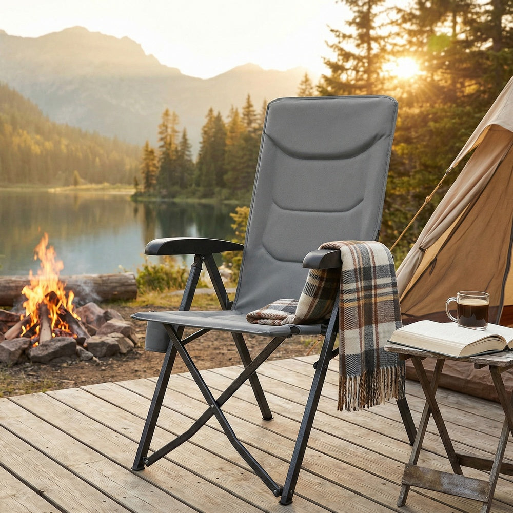 Folding Camping Chair - Adjustable High Backrest